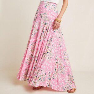 ANTHROPOLOGIE YUMI KIM ETTA MAXI SKIRT PINK FLORAL SIZE S PREOWNED